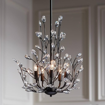 Aurine Floral Crystal 5-Light Chandelier