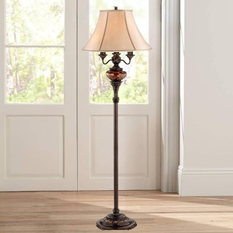 Barnes and Ivy Astor Bronze Tortoise Shell 4-Light Floor Lamp