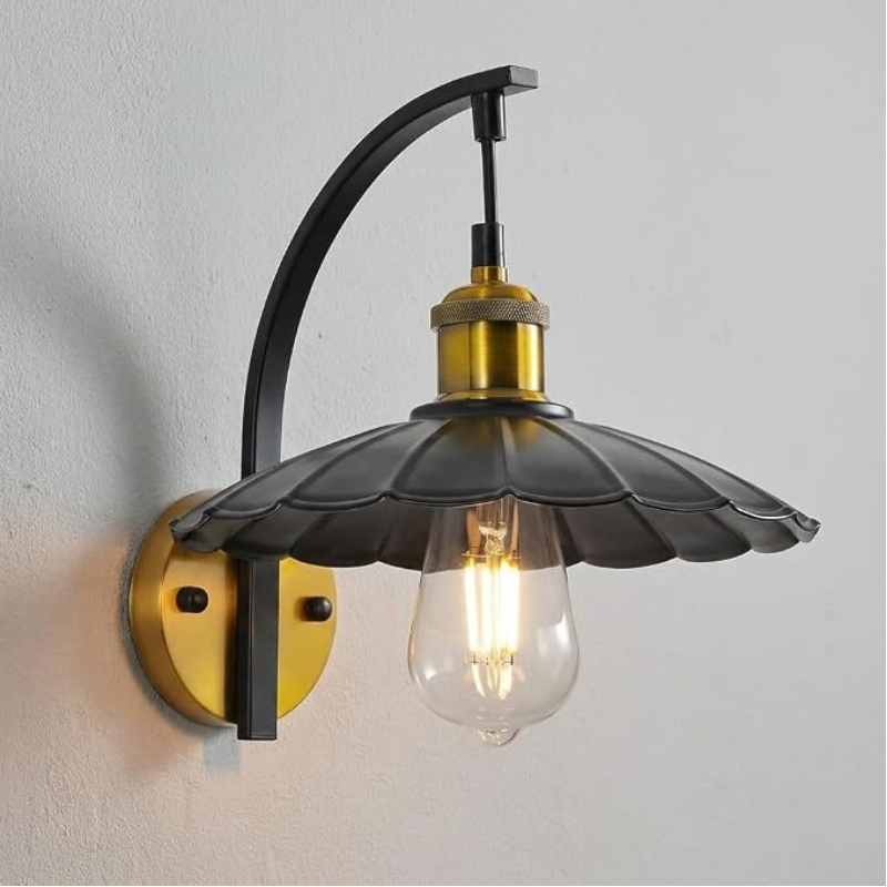 Horevo Industrial Scalloped Metal Shade Wall Sconce