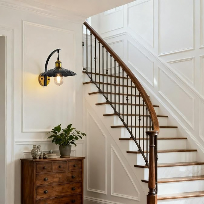Horevo Industrial Scalloped Metal Shade Wall Sconce