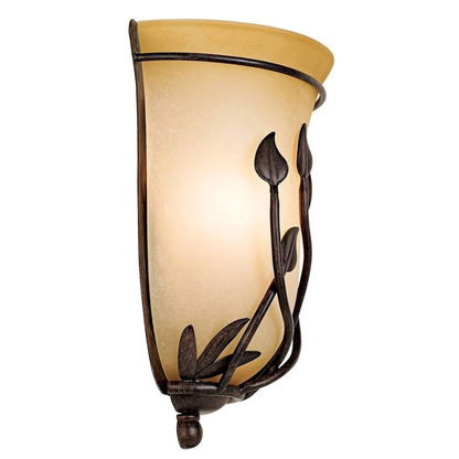Leaf and Vine Half-Bell Glass Wall Sconce