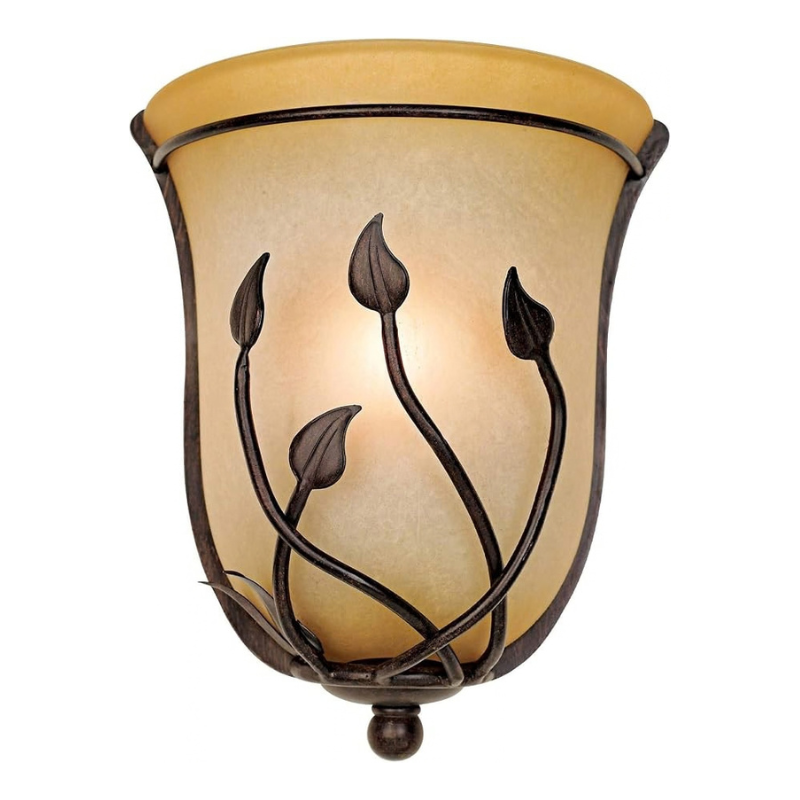 Leaf and Vine Half-Bell Glass Wall Sconce