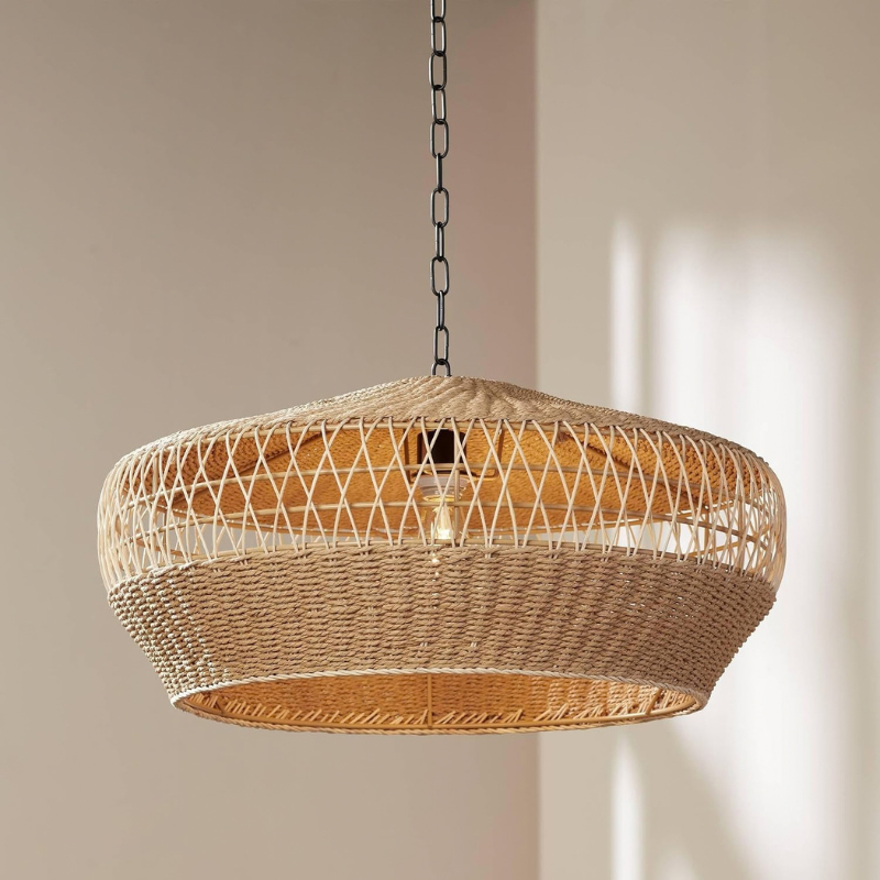 Matias Woven Vine and Rope Pendant Light