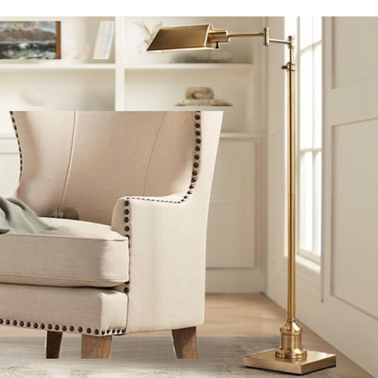 Regency Hill Jenson Aged Brass Adjustable Pharmacy Floor Lamp