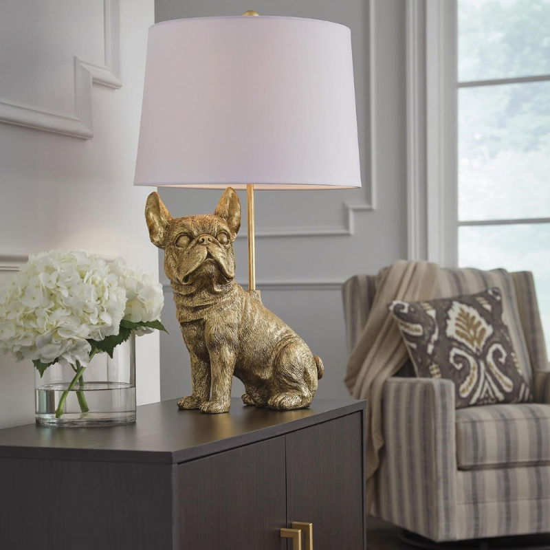 Signature Design by Ashley Wadeland French Bulldog Table Lamp - Gold